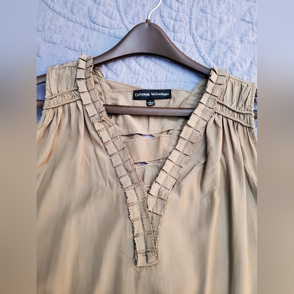 Catherine Malandrino fringe trim criss-cross tank top - Picture 4 of 8